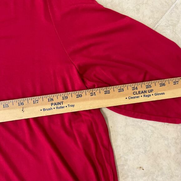 Tahari Top Womens Size 2X Red Pullover Tunic V- Neck side slits 3/4 Sleeve - Picture 7 of 9